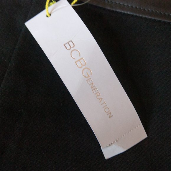 NEW BCBGeneration Black Faux Leather Trim Pull On High Rise Pants Size US 10 - Picture 3 of 10